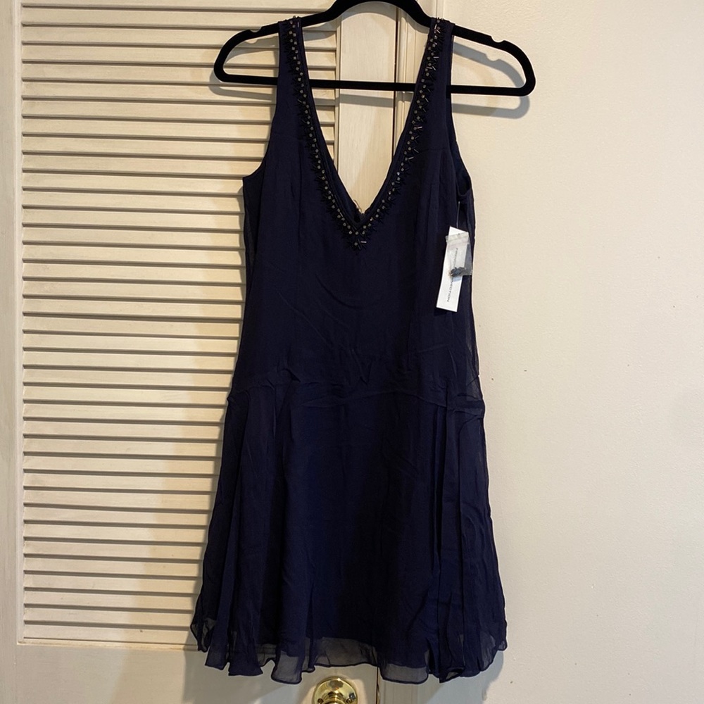 Flared Mini Dress with Sequin Neckline